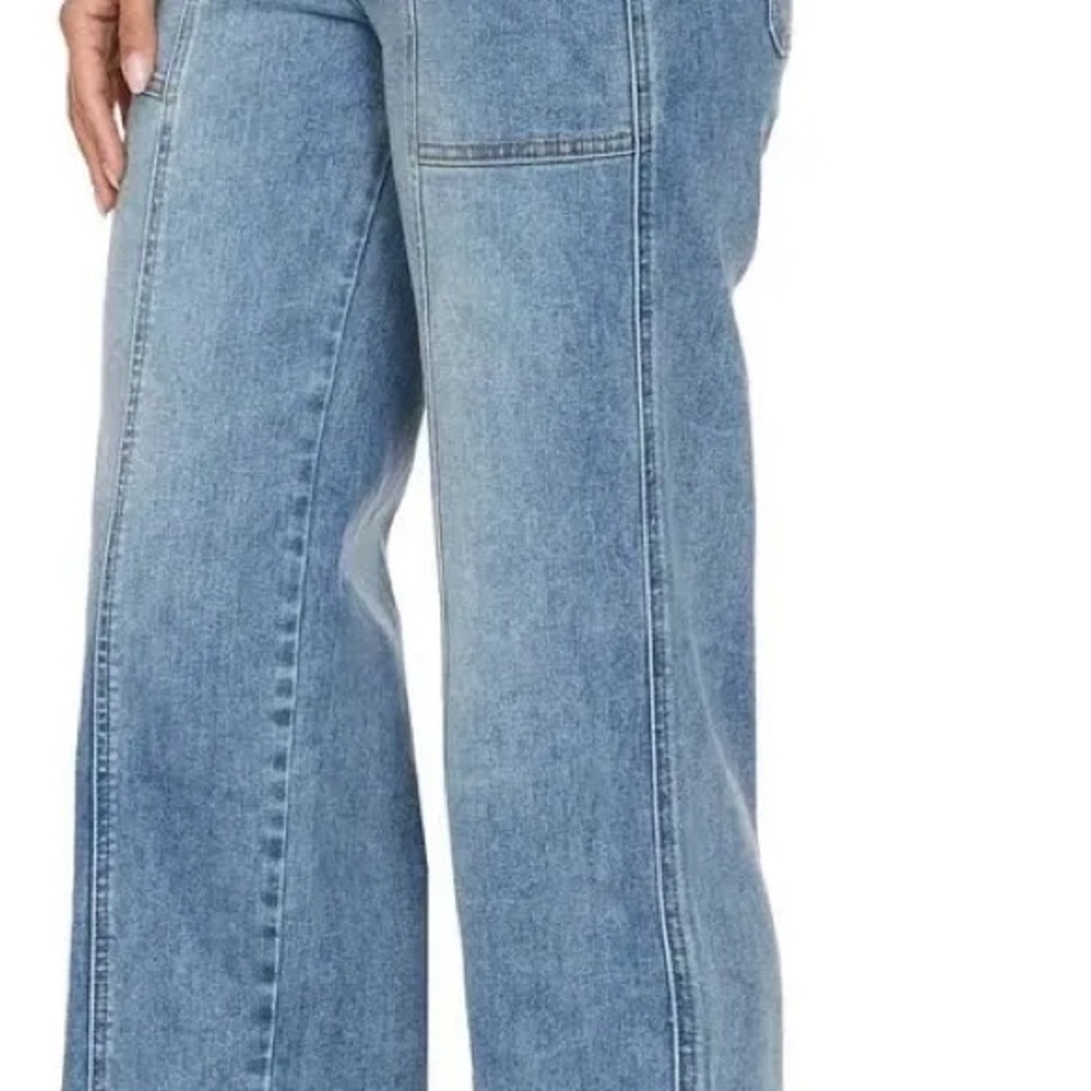 Hudson Tie-Waist High-Rise Wide-Leg Trouser Jeans. Size 4/27. color: blue - Picture 8 of 8